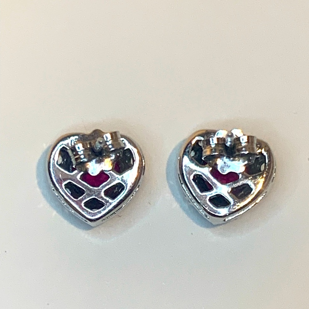 Heart Shaped Lab-Created Ruby & Diamond Pendant &… - image 7